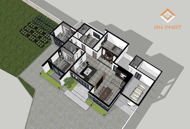 nhà cấp 4 mái nhật